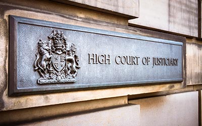 High Court of Justiciary sign in Edinburgh 