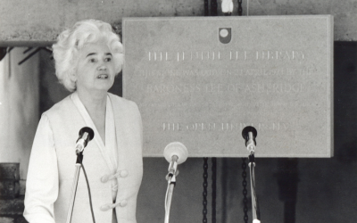 Jennie Lee at the Library Foundation Stone event in 1973
