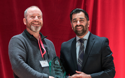 John McAlinden and First Minister of Scotland Humza Yousaf