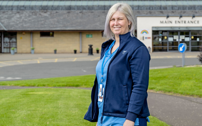 Leeanne MacPherson outside the hospital where she works. Photo by Neil Hanna. 