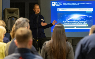 Tim Lewis presenting at the Skills for Business Roadshow in Ayrshire - Photo by Mick McGurk