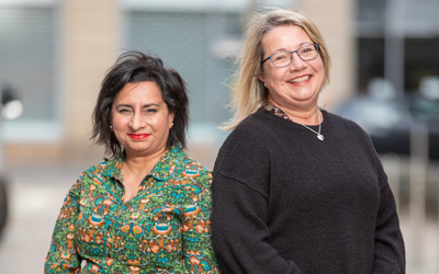 Khadija Patel and Suzi Collins. Photo by Mick McGurk. 