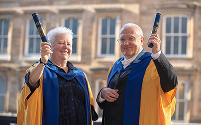 Honorary graduates Val McDermid and Graham Cameron 