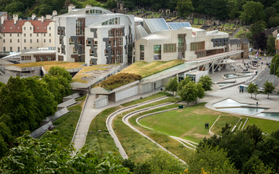 The exterior of the The Scottish Parliament