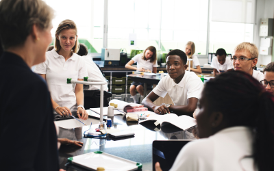 Students participating in a science class
