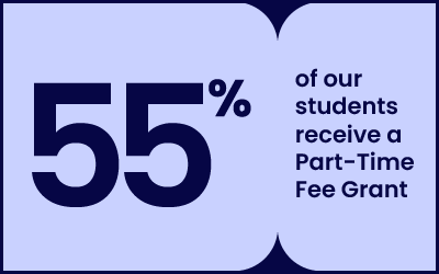 55% of our students receive a Part-time Fee Grant