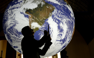 Photo of the Gaia earth artwork at Glasgow Science Festival