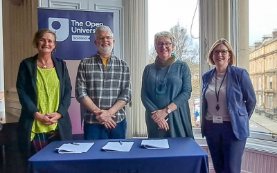   Dr Judith Turbyne and Simon Massey from Children in Scotland, Susan Stewart and Jane Grant from the OU in Scotland