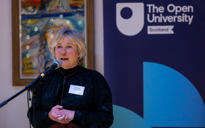 Dr Sylvia Warnecke speaking at the Scots Language course launch event