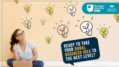 The Rural Business Bootcamp's flyer which includes the OU in Scotland logo and SRUC.