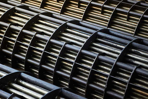 Abstract industrial background of carbon steel heat exchanger tube bundles