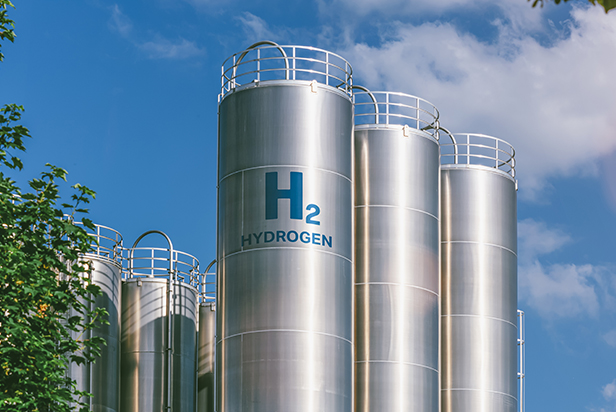 Hydrogen renewable energy production hydrogen gas for clean electricity solar and windturbine facility