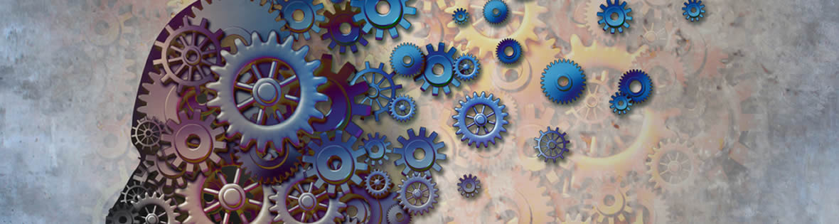 Cogs forming a human brain