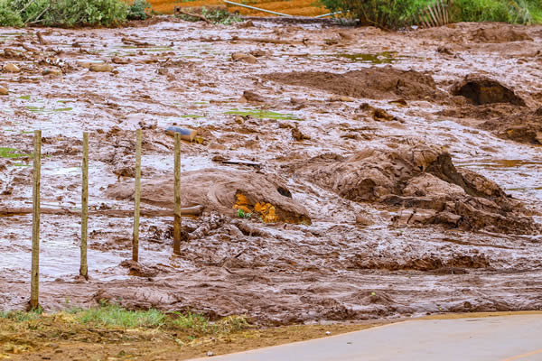 Flooding following a dam collapse