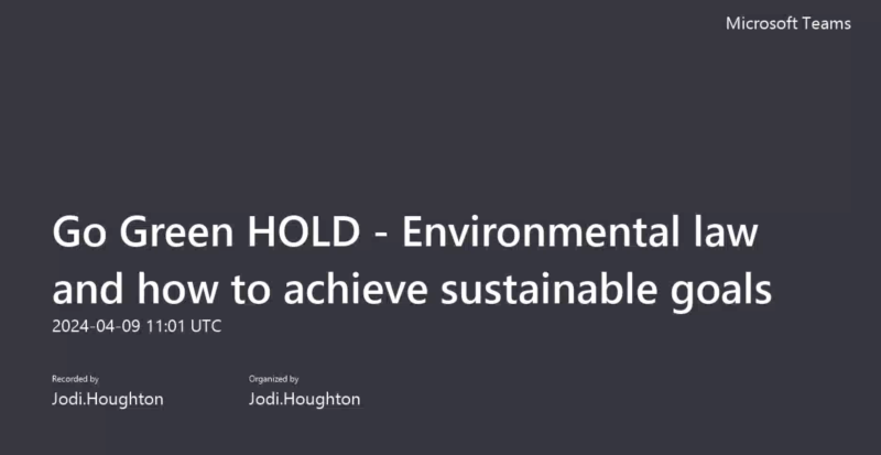 Presentation introduction slide: Go Green