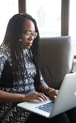 woman on a laptop