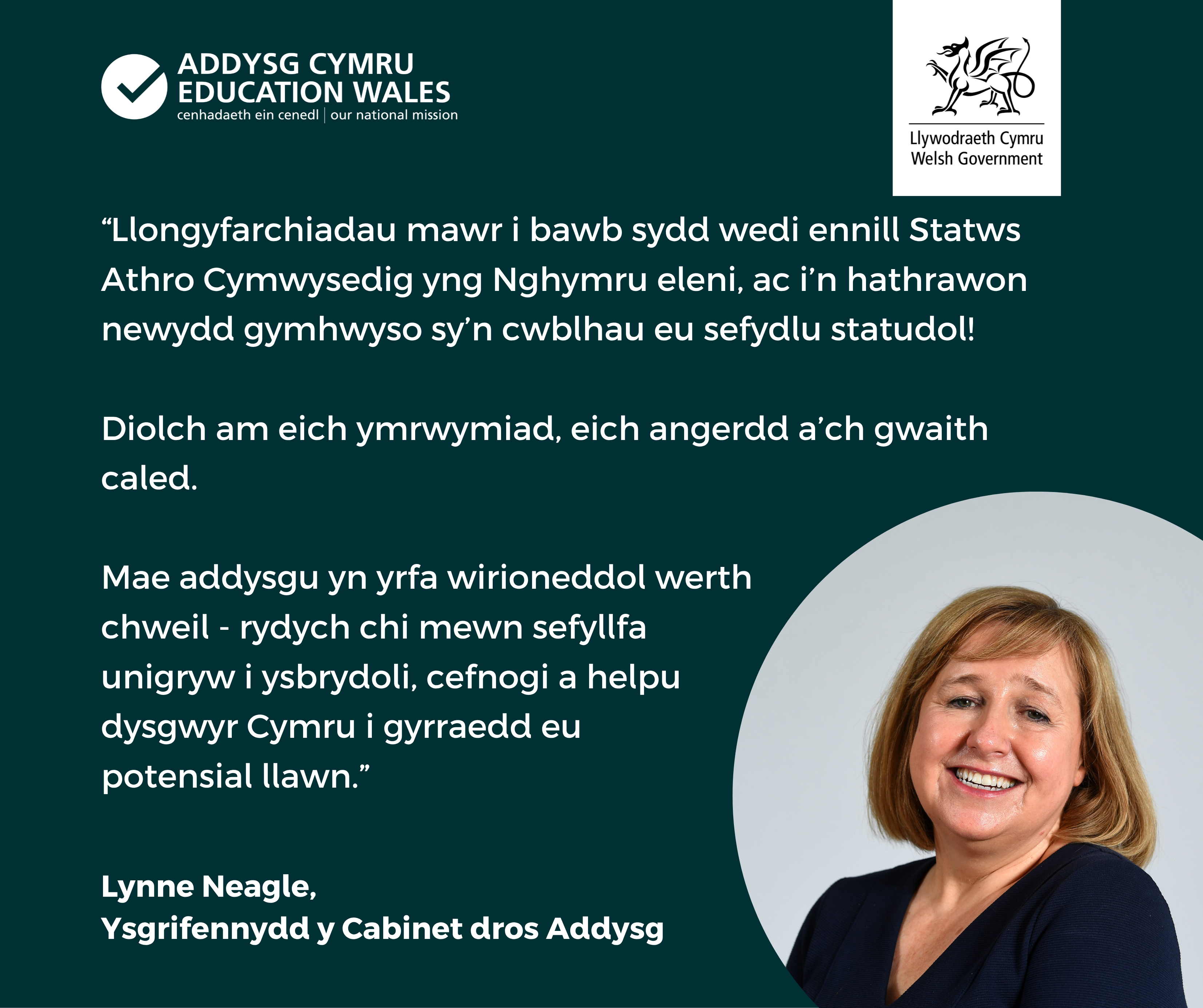 Graffeg newyddion da TAR Cymru