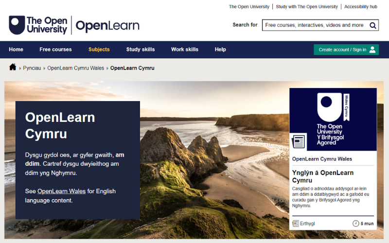 Gwefan OpenLearn Cymru