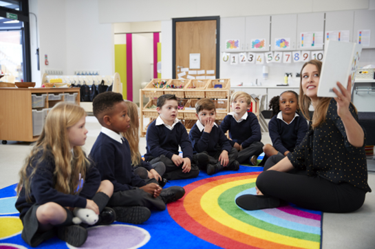 Teacher reading to pupils