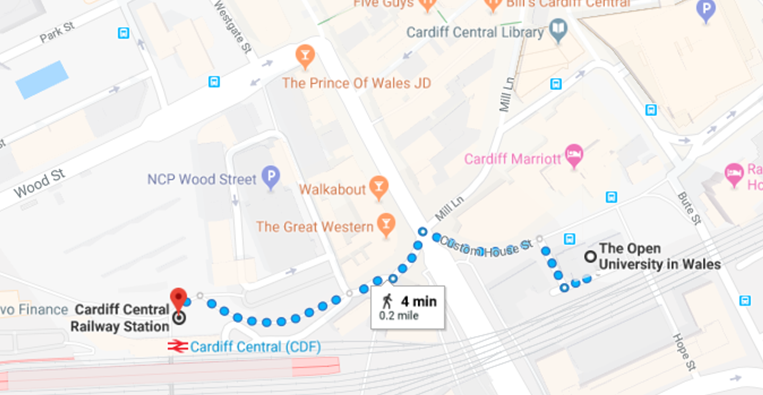 Map to the OU in Wales offices