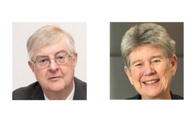 Prif Weinidog Cymru Mark Drakeford a’r Gweinidog Cyfiawnder Cymdeithasol Jane Hutt