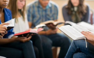 Group of students studying with books