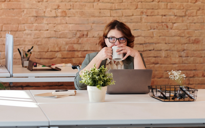 Lady drinking coffee